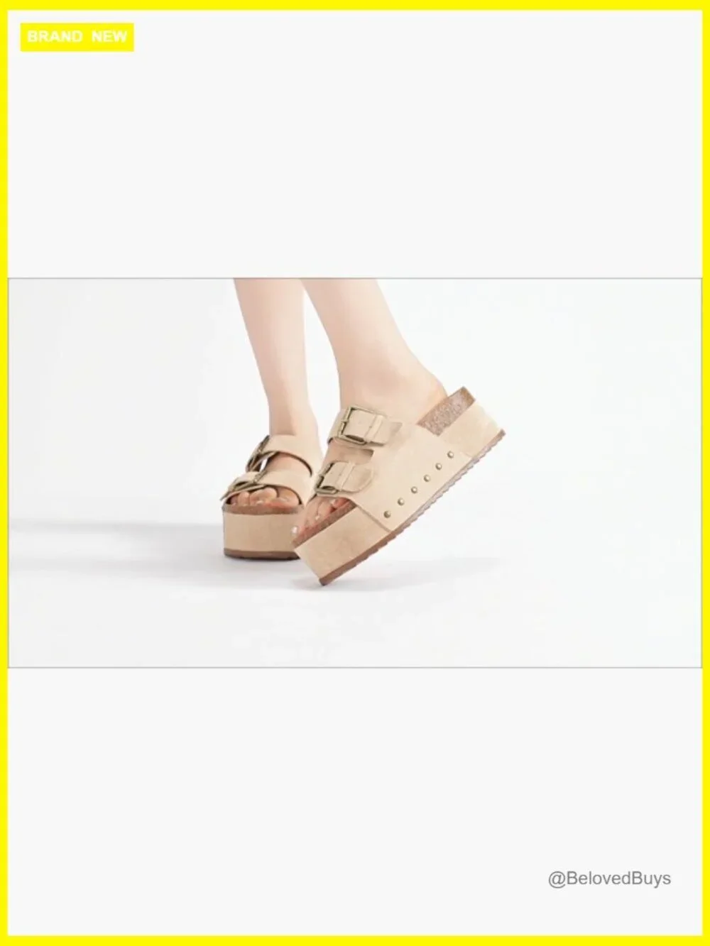 Women's Platform Slides Sandals with Arch Support Cork Footbed Double Buckles